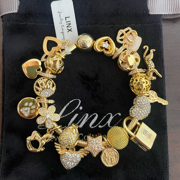 Linx Yellow Gold Snake Chain Bracelet with Gold Charms - Picture 8 of 11